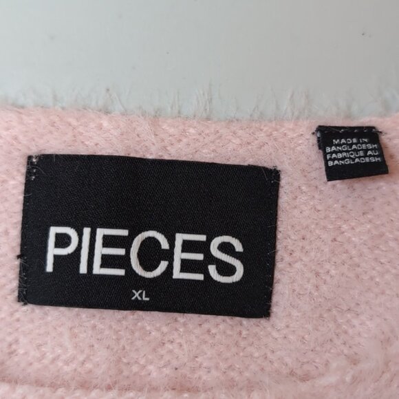 Pieces Pink Fuzzy Knit Crop Top Sleeveless Tank Faux Fur Barbie ASOS Size XL - Picture 9 of 9